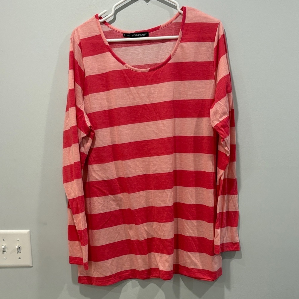 Maurices Striped Long Sleeve Top in shades of Pink
